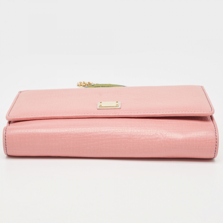 Pre Owned Dolce & Gabbana Multicolor Leather Sicily Lipstick Wallet on Chain