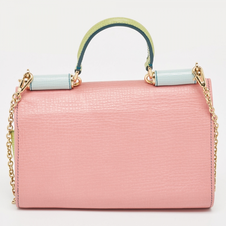 Pre Owned Dolce & Gabbana Multicolor Leather Sicily Lipstick Wallet on Chain