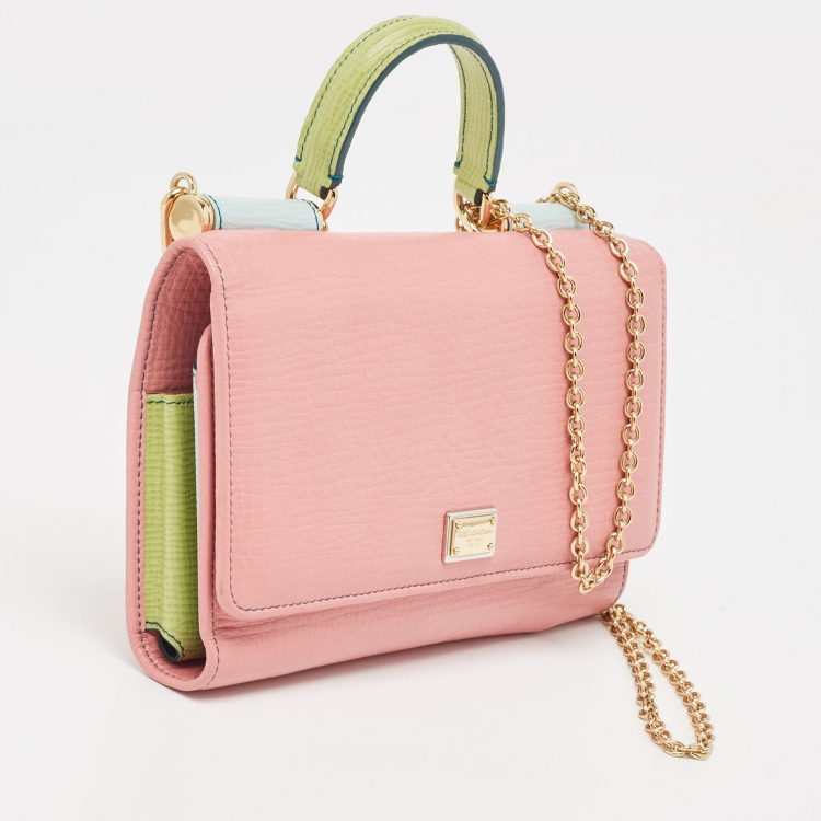 Pre Owned Dolce & Gabbana Multicolor Leather Sicily Lipstick Wallet on Chain