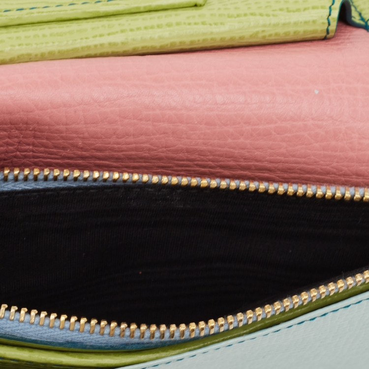 Pre Owned Dolce & Gabbana Multicolor Leather Sicily Lipstick Wallet on Chain