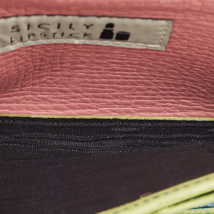 Pre Owned Dolce & Gabbana Multicolor Leather Sicily Lipstick Wallet on Chain