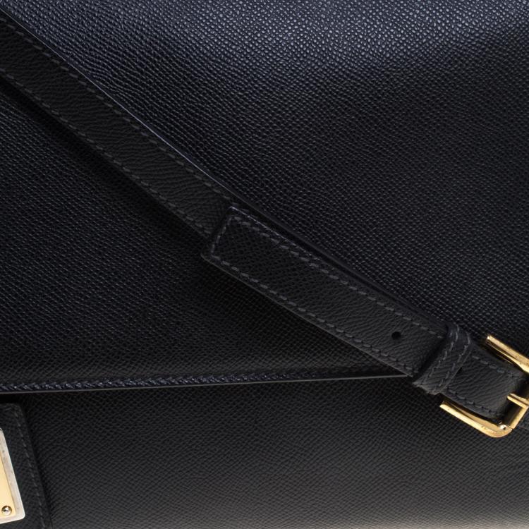 Pre Owned Dolce and Gabbana Black Leather Medium Miss Sicily Tote