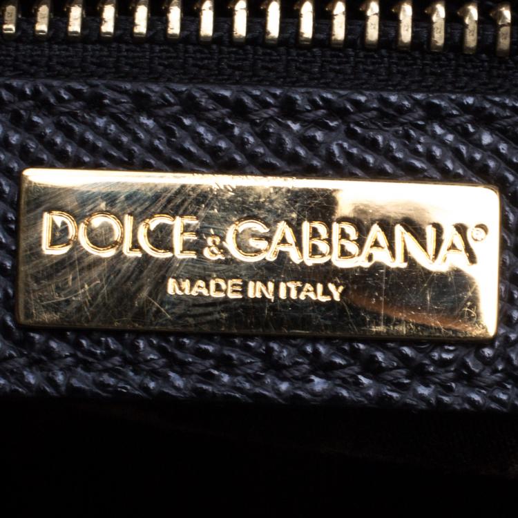 Pre Owned Dolce and Gabbana Black Leather Medium Miss Sicily Tote