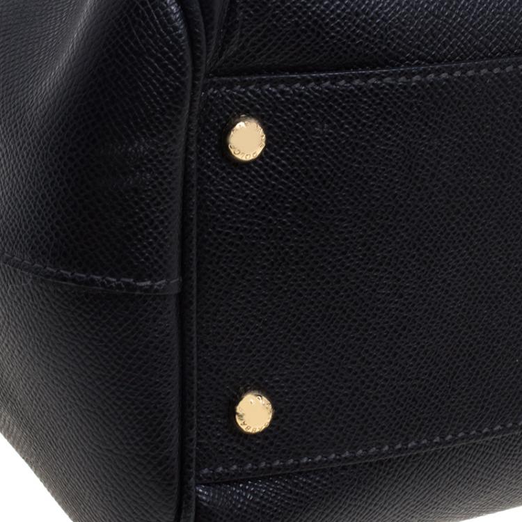 Pre Owned Dolce and Gabbana Black Leather Medium Miss Sicily Tote
