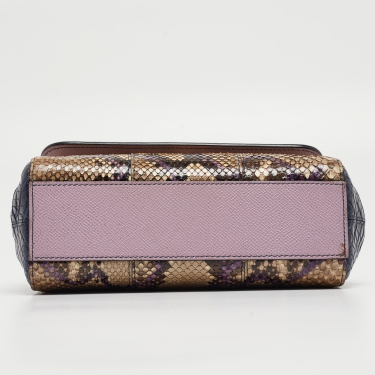 Pre Owned Dolce & Gabbana Multicolor Mixed Exotic and Leather Small Miss Sicily Top Handle Bag