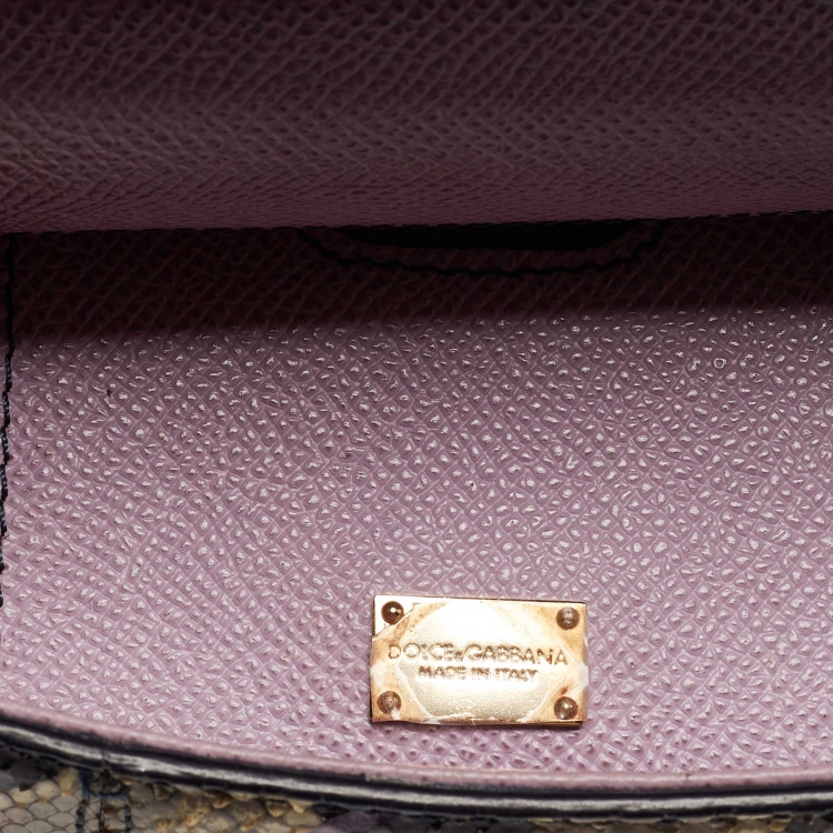 Pre Owned Dolce & Gabbana Multicolor Mixed Exotic and Leather Small Miss Sicily Top Handle Bag
