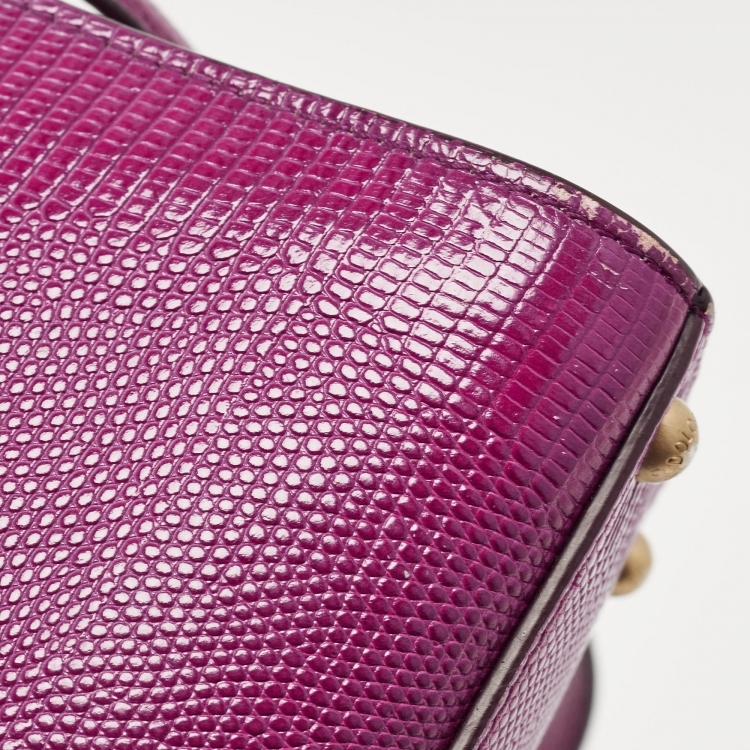 Pre Owned Dolce & Gabbana Pink Lizard Embossed Leather Small Miss Monica Top Handle Bag