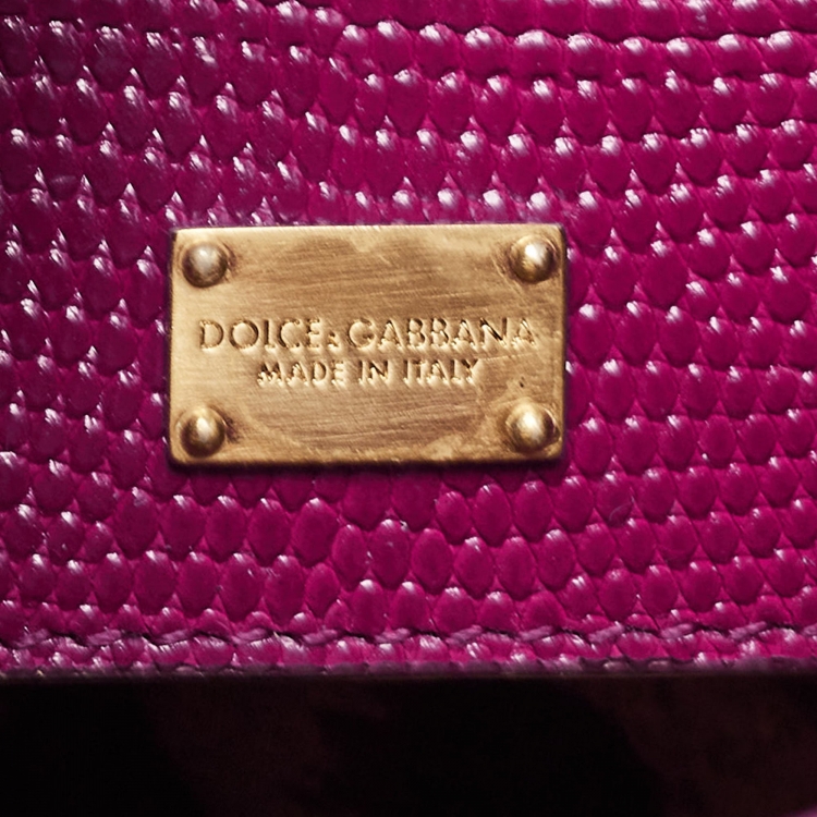Pre Owned Dolce & Gabbana Pink Lizard Embossed Leather Small Miss Monica Top Handle Bag