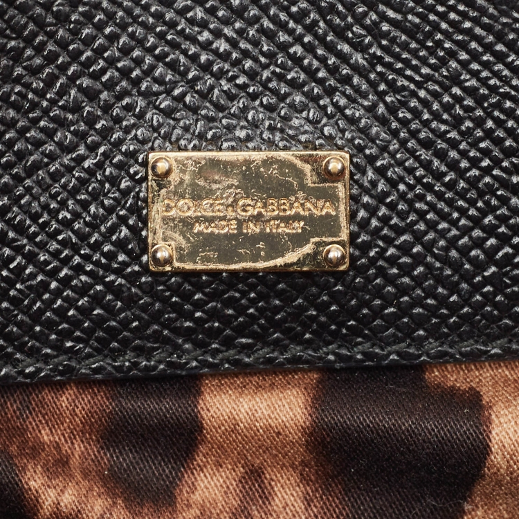 Pre Owned Dolce & Gabbana Black Leather Medium Miss Sicily Top Handle Bag
