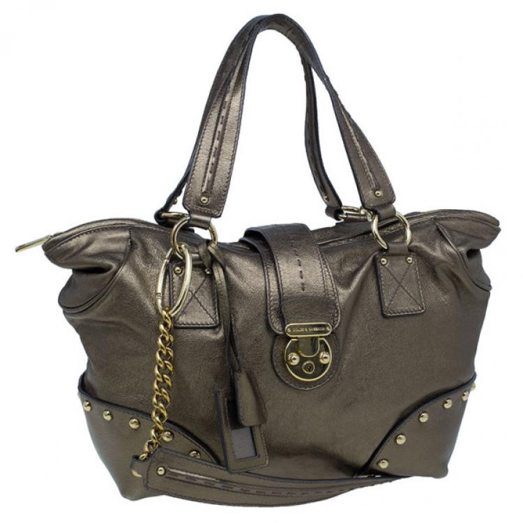 مملوكة مسبقًا Dolce and Gabbana Bronze Leather Hobo