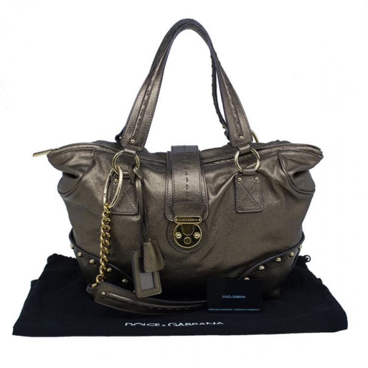 مملوكة مسبقًا Dolce and Gabbana Bronze Leather Hobo