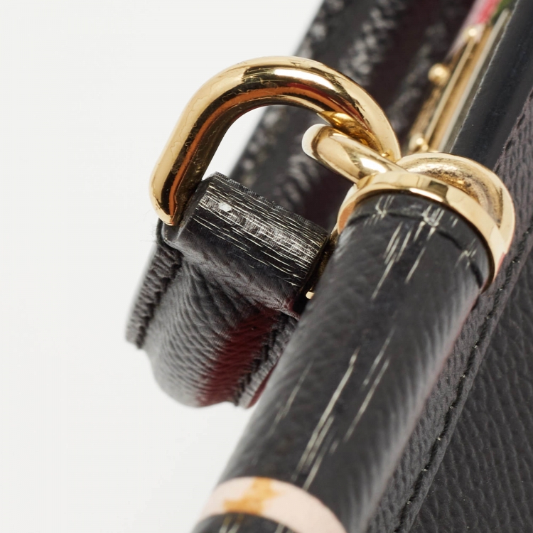 Pre Owned Dolce & Gabbana Black Leather Small Sicily Rose Top Handle Bag