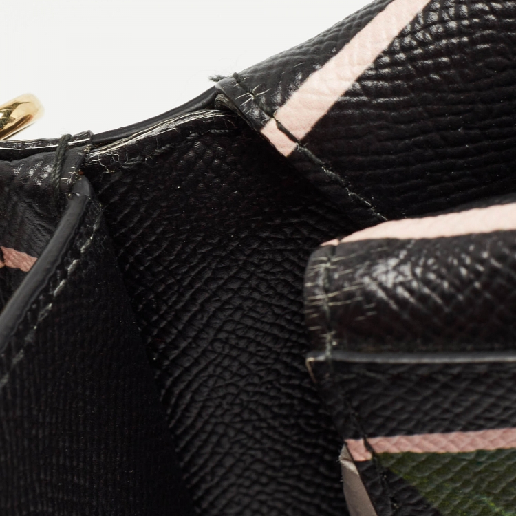 Pre Owned Dolce & Gabbana Black Leather Small Sicily Rose Top Handle Bag