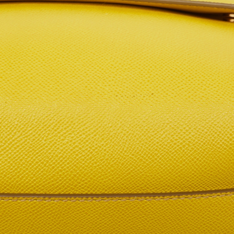 Pre Owned Dolce & Gabbana Yellow Leather Large Miss Sicily Top Handle Bag
