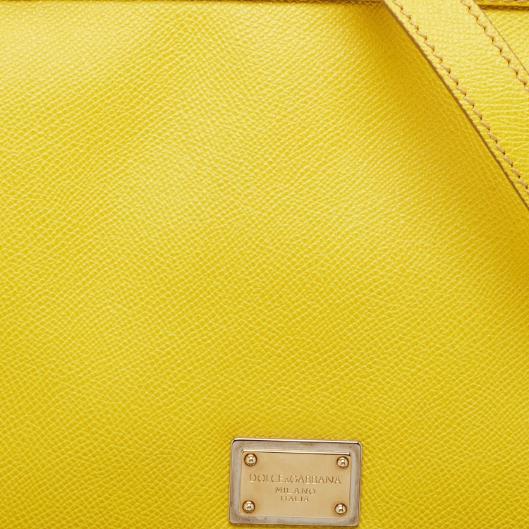 Pre Owned Dolce & Gabbana Yellow Leather Large Miss Sicily Top Handle Bag