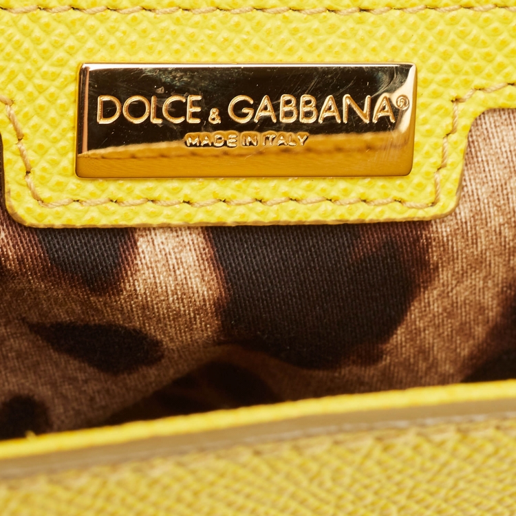 Pre Owned Dolce & Gabbana Yellow Leather Large Miss Sicily Top Handle Bag