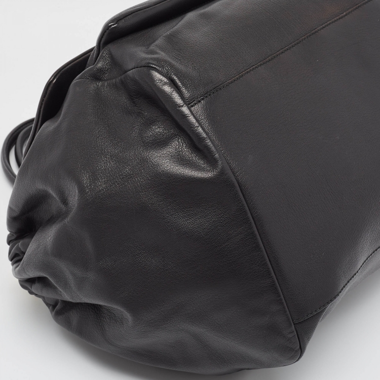 Pre Owned Dolce & Gabbana Black Leather Miss Sicily Tote