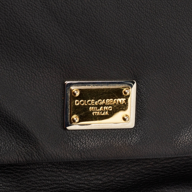 Pre Owned Dolce & Gabbana Black Leather Miss Sicily Tote