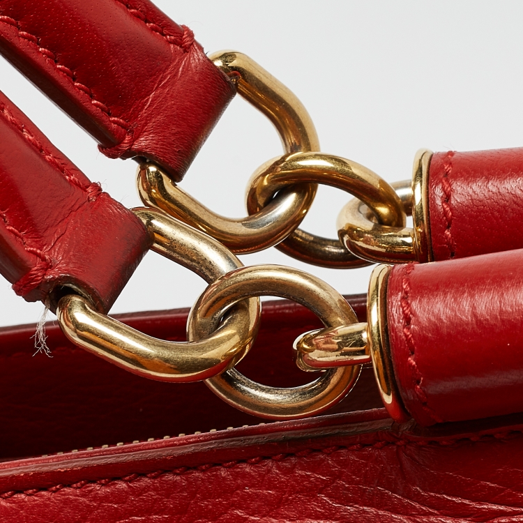 Pre Owned Dolce & Gabbana Red Leather Miss Sicily Tote