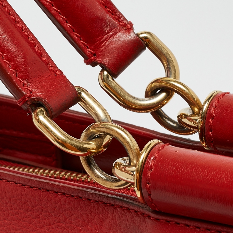 Pre Owned Dolce & Gabbana Red Leather Miss Sicily Tote