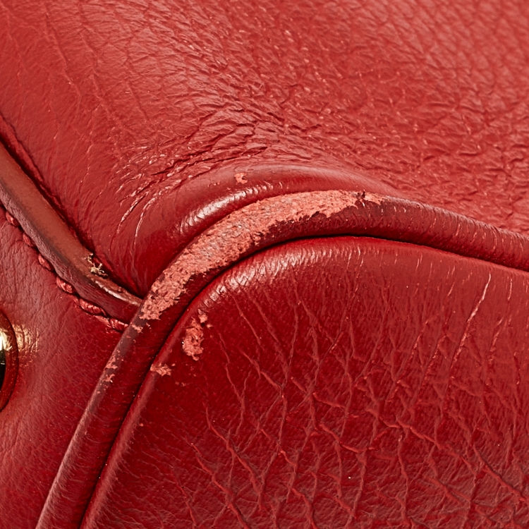 Pre Owned Dolce & Gabbana Red Leather Miss Sicily Tote