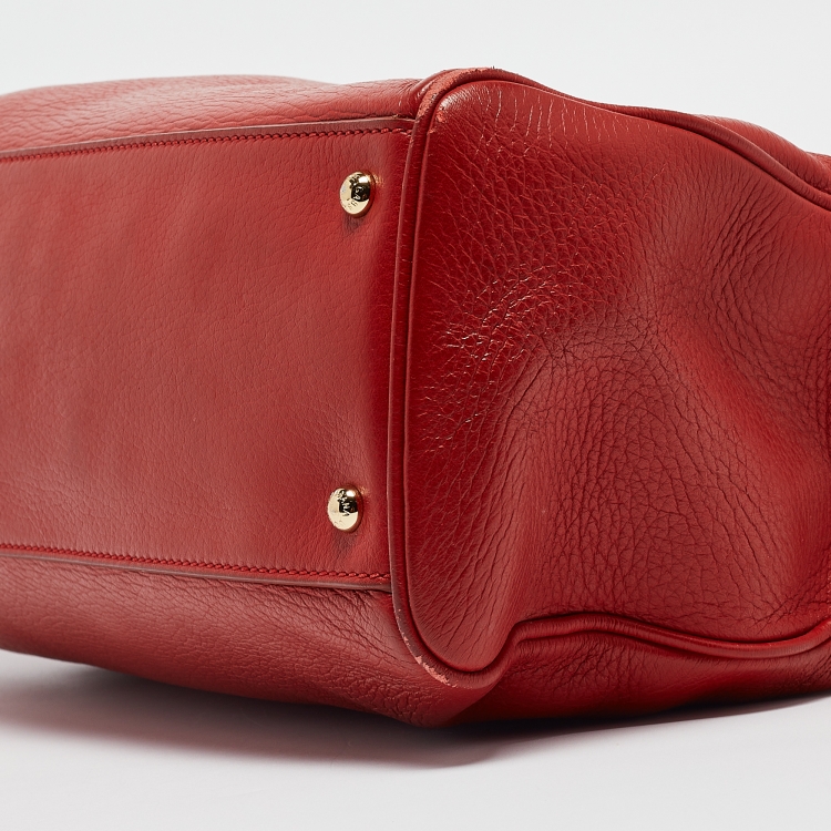 Pre Owned Dolce & Gabbana Red Leather Miss Sicily Tote