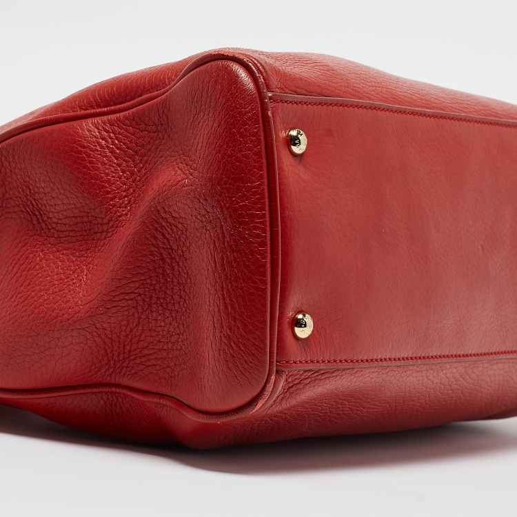 Pre Owned Dolce & Gabbana Red Leather Miss Sicily Tote