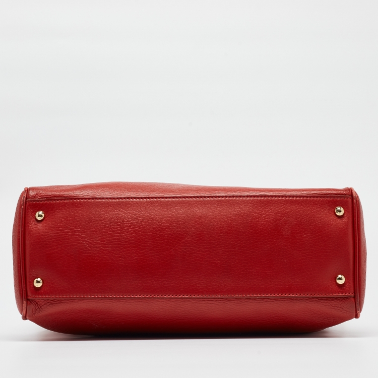 Pre Owned Dolce & Gabbana Red Leather Miss Sicily Tote
