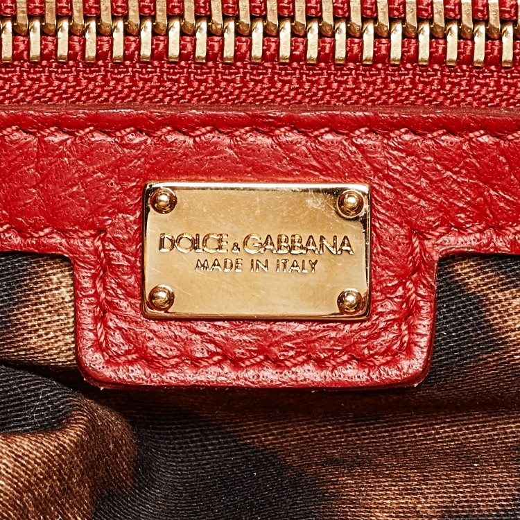 Pre Owned Dolce & Gabbana Red Leather Miss Sicily Tote