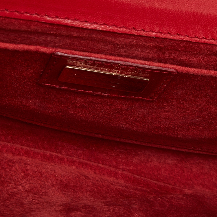 Pre Owned Dolce & Gabbana Red Eel Leather DG Gems Stone Embellished Wallet on Chain