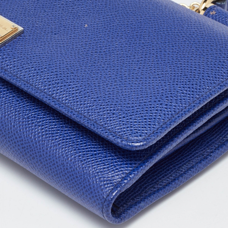 Pre Owned Dolce & Gabbana Blue Leather Miss Sicily Wallet on Chain