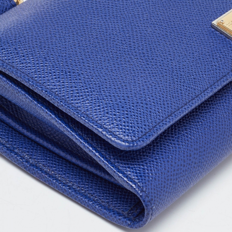 Pre Owned Dolce & Gabbana Blue Leather Miss Sicily Wallet on Chain