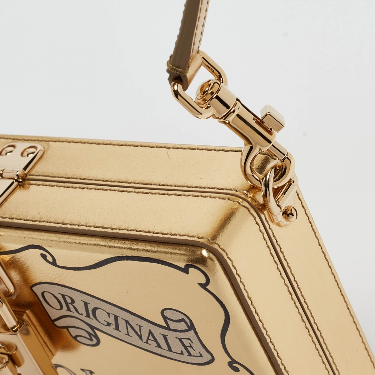 Pre Owned Dolce & Gabbana Gold Leather Cioccolato Dole Box Bag