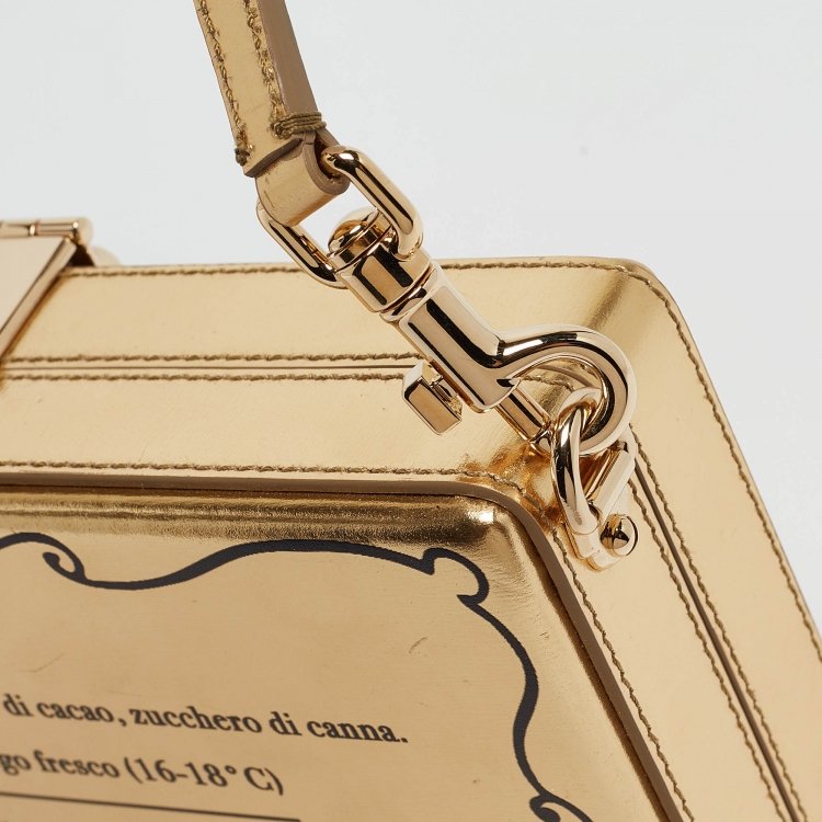 Pre Owned Dolce & Gabbana Gold Leather Cioccolato Dole Box Bag
