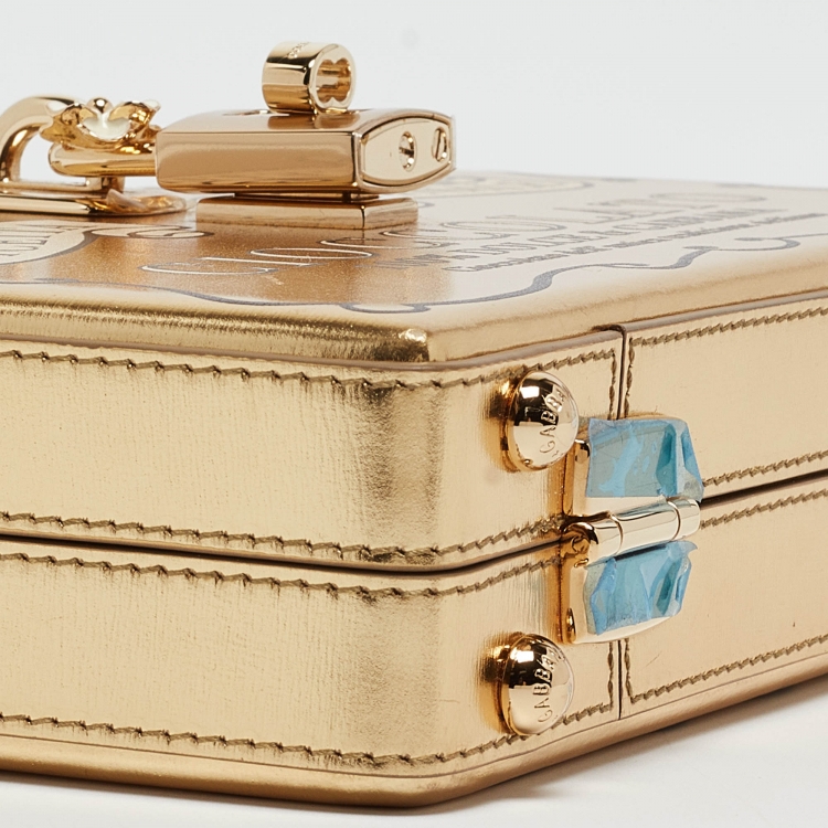 Pre Owned Dolce & Gabbana Gold Leather Cioccolato Dole Box Bag