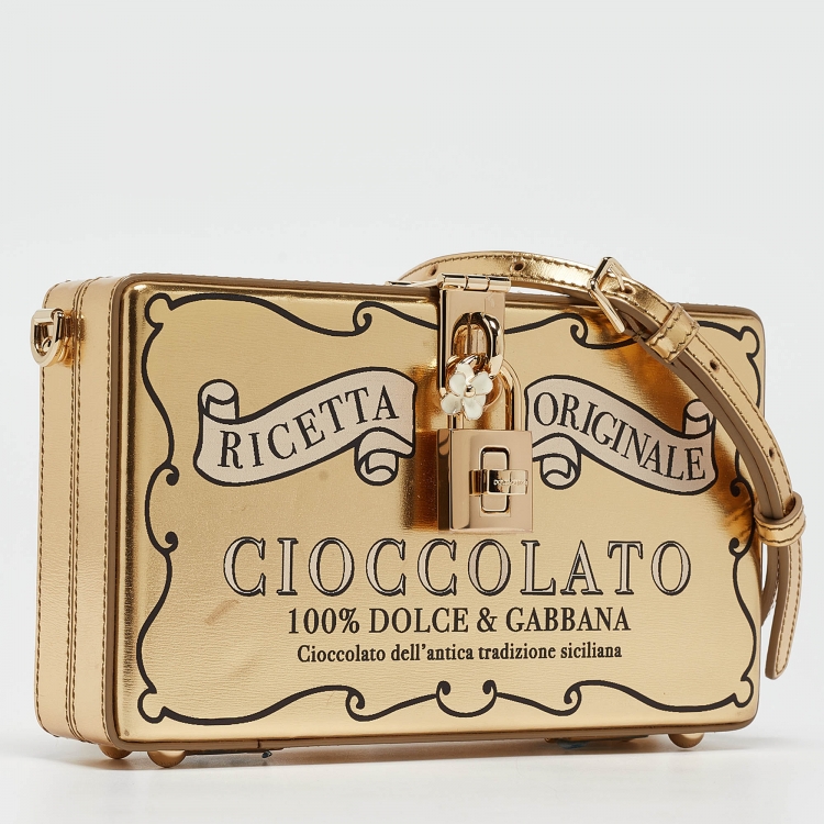 Pre Owned Dolce & Gabbana Gold Leather Cioccolato Dole Box Bag