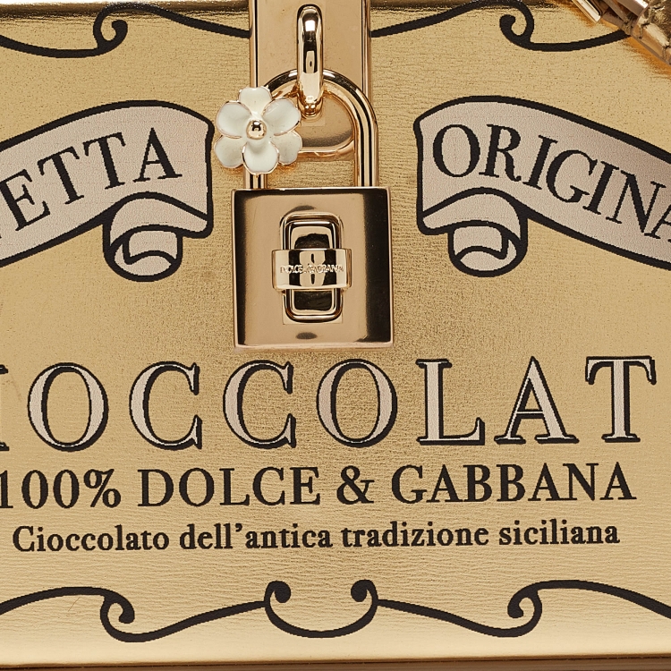 Pre Owned Dolce & Gabbana Gold Leather Cioccolato Dole Box Bag