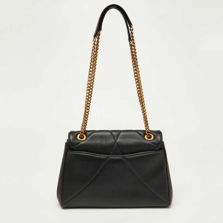 Pre Owned Dolce & Gabbana Black Quilted Nappa Leather Large Devotion Shoulder Bag