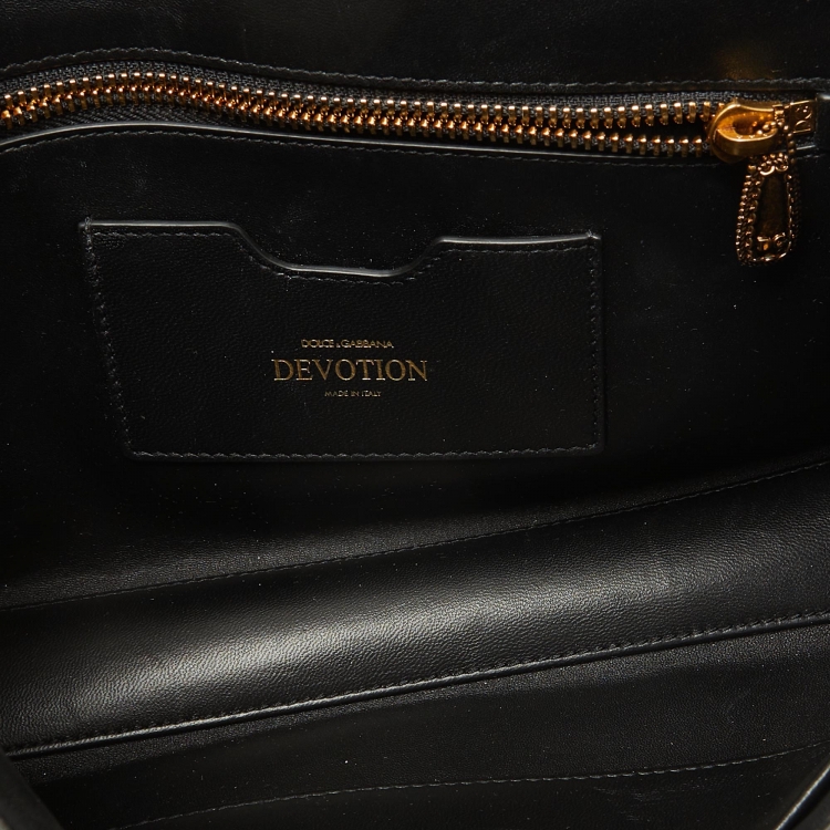 Pre Owned Dolce & Gabbana Black Quilted Nappa Leather Large Devotion Shoulder Bag