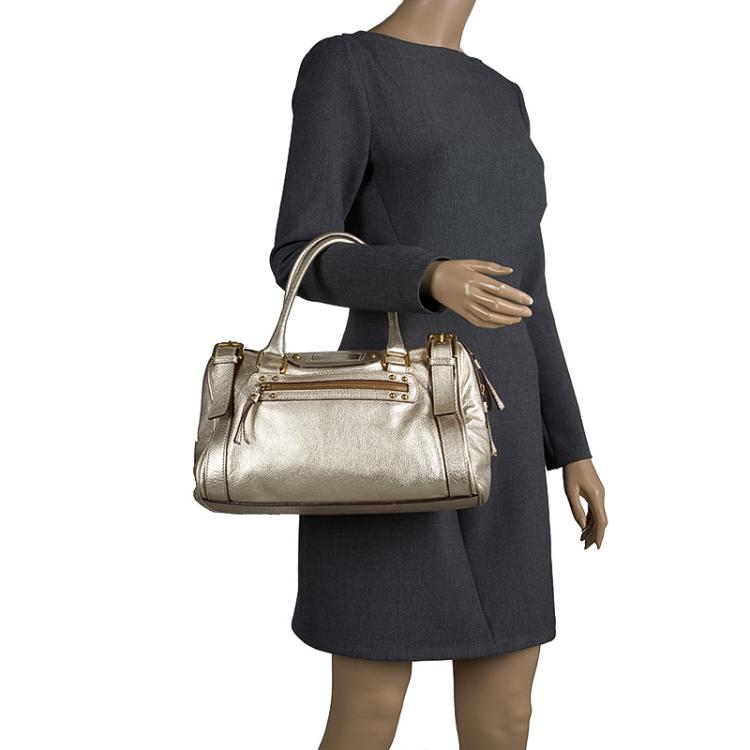 Pre Owned Dolce and Gabbana Silver Leather Miss Easy Way Boston Bag