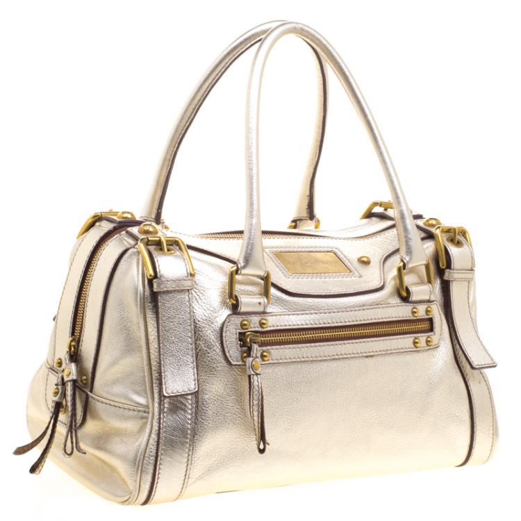 Pre Owned Dolce and Gabbana Silver Leather Miss Easy Way Boston Bag
