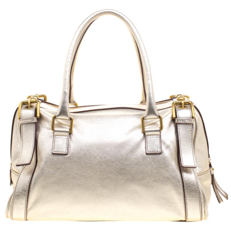 Pre Owned Dolce and Gabbana Silver Leather Miss Easy Way Boston Bag