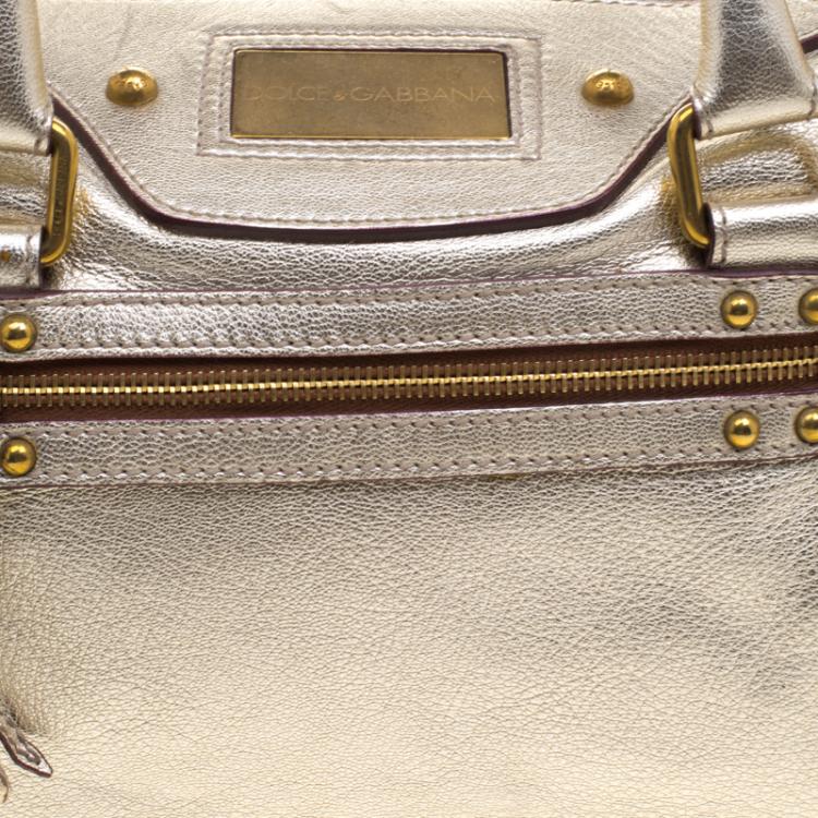 Pre Owned Dolce and Gabbana Silver Leather Miss Easy Way Boston Bag