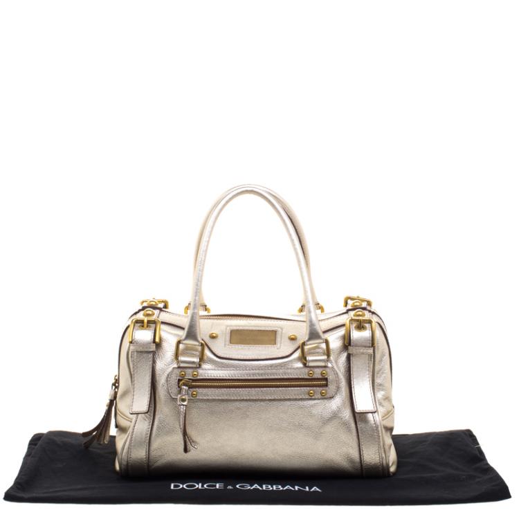 Pre Owned Dolce and Gabbana Silver Leather Miss Easy Way Boston Bag