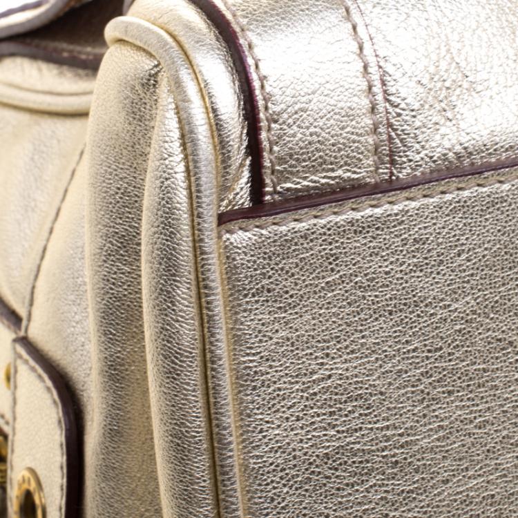 Pre Owned Dolce and Gabbana Silver Leather Miss Easy Way Boston Bag