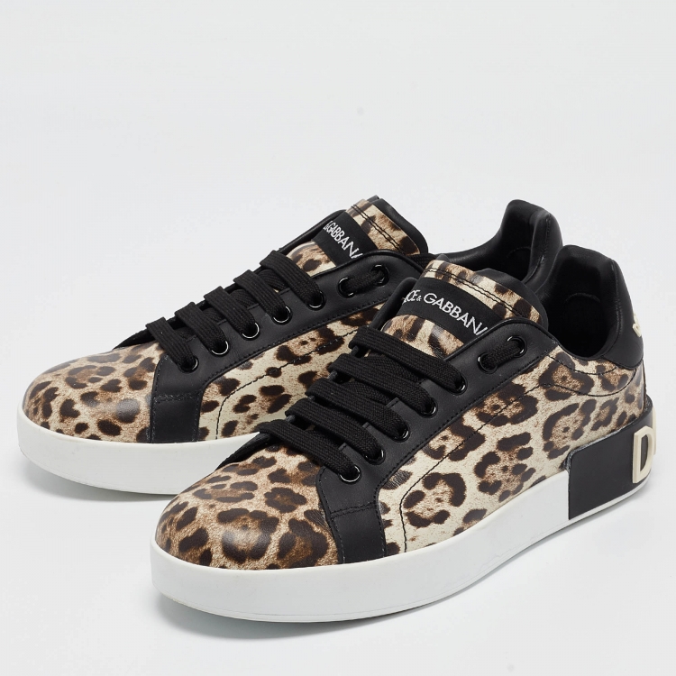 Dolce & Gabbana Brown/Brown Leopard Print Leather Portofino