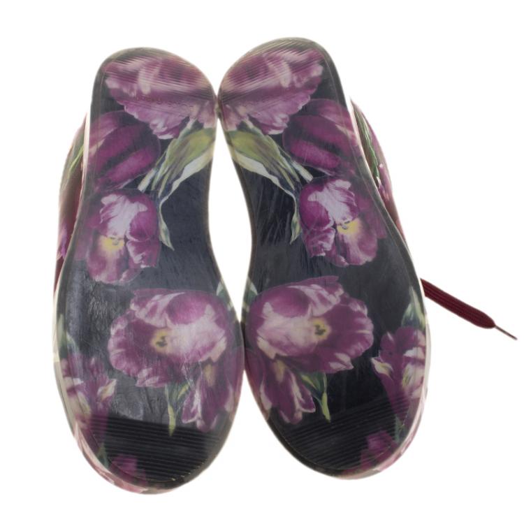 Pre Owned Dolce and Gabbana Multicolor Floral Print Leather Sneakers Size 38.5