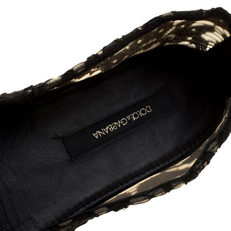 Pre Owned Dolce and Gabbana Black Lace Espadrilles Size 36