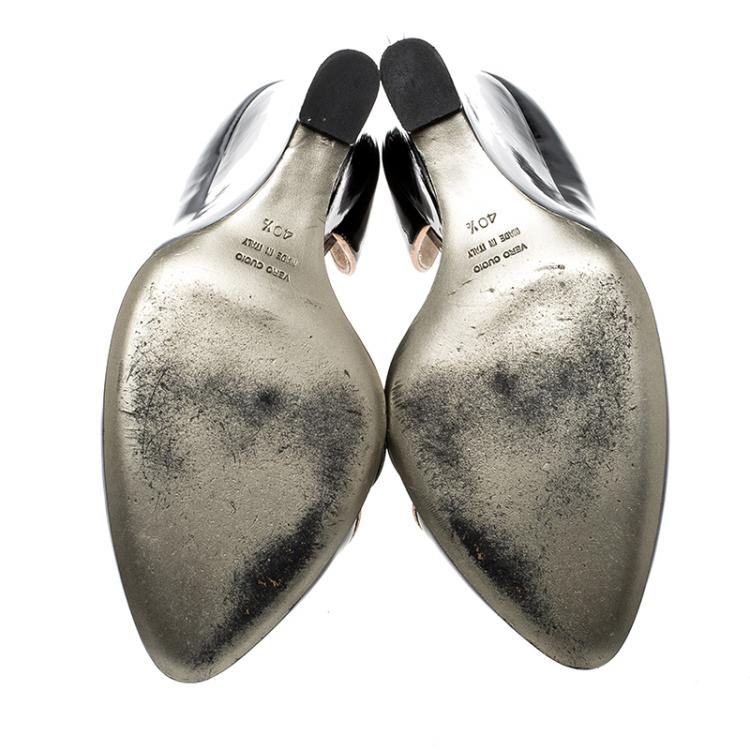 Pre Owned Dolce Gabbana Black Patent Leather D'Orsay Wedge Pump Size 40.5