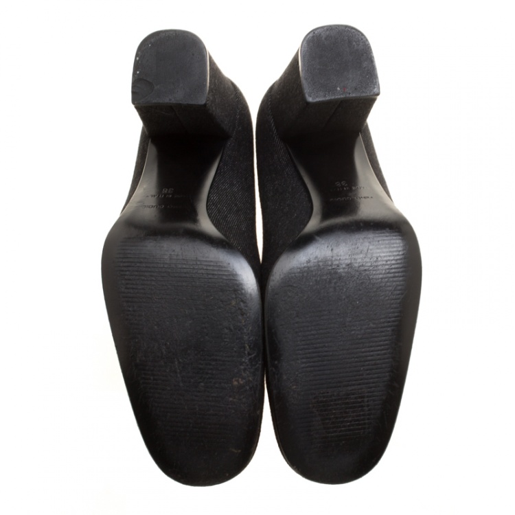 Pre Owned Dolce & Gabbana Black Fabric Block Heel Pumps Size 38